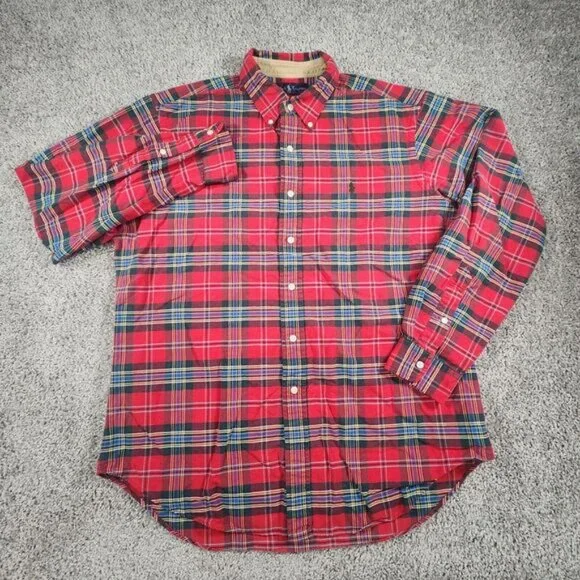Ralph Lauren Shirt Mens‎ Large Plaid Preppy Career Button Pony Office Thick - Picture 2 of 9